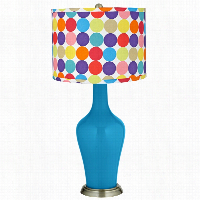 Transitional Color Plus Multi-coor Circles River Blue Anya Table Lamp