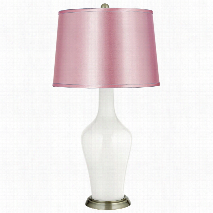 Transitional Color Plus Satin Pale Pnk Winter White Anya Table Lamp