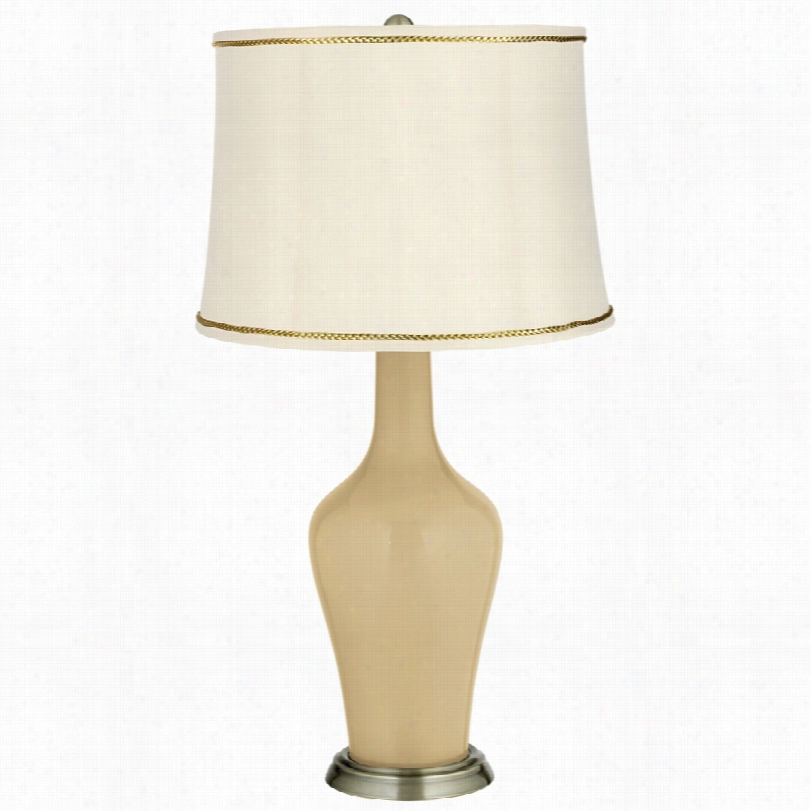 Transitional Macadamia And President's Braid Trim Anya Table Lamp