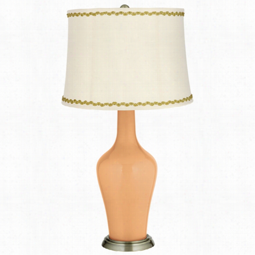Transitional Soft Apricot And Relaxed Wave  Trim Anyw Table Lamp