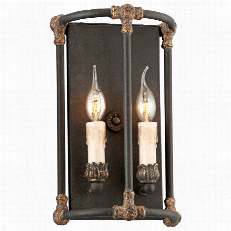 Transitinoal Troy Surrey Distressed Black With Antique Glod Wall Sdonce