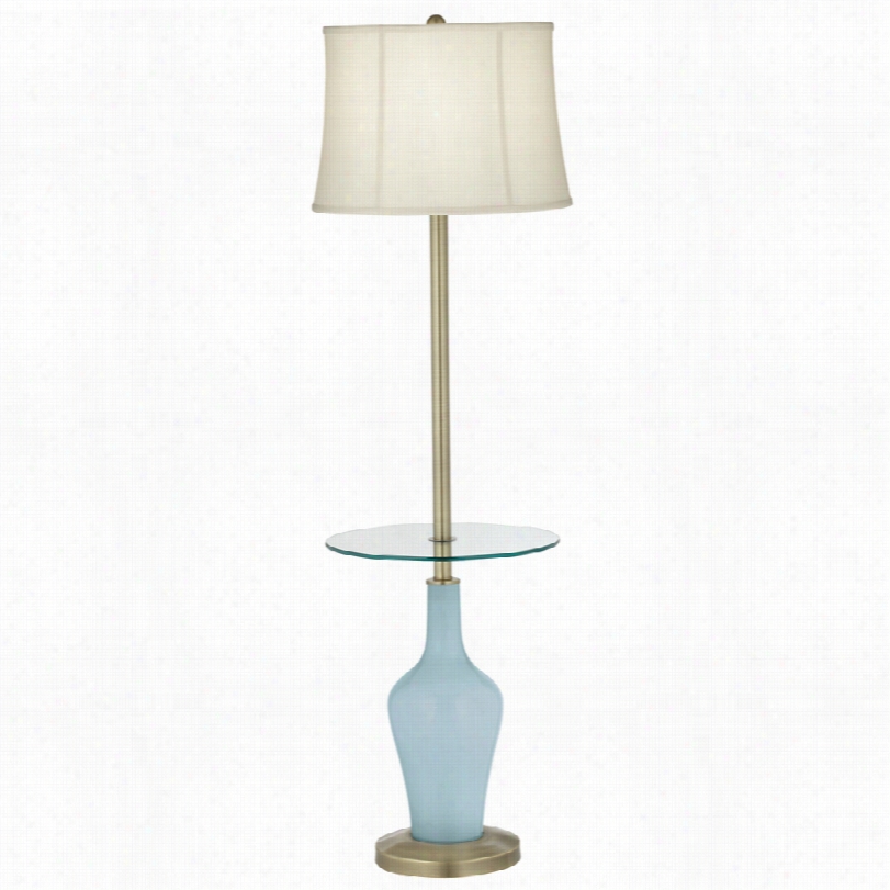 Transitional Vast Sky Anya Azure Tray Table Floor Lamp