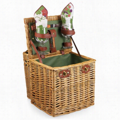 Picnic Time 122-15-515-000-0 Vino Wine And Cheese Absket In Pine Green/nouveau Grape