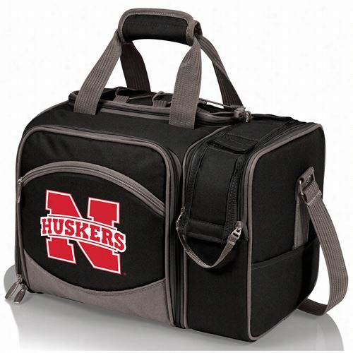 Picnic Time 508-23-175-402-0 Malibu University Of Nebraska Cornhuskers Mebroidered Tote In Black