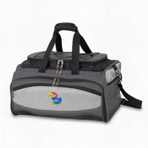 Picnic Time 750-00-175-244-0 Buccaneer University Of Kansas Jayhawks Digital Print Cooler Adn Barbecue Set In  Black