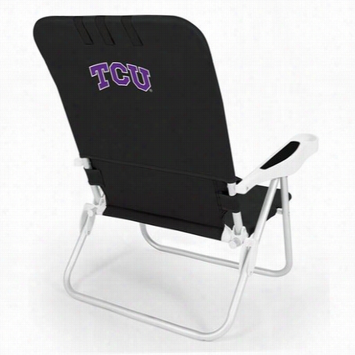 Picnic Time 790-00-179-844-0 Monaco Texas Christian  University Horned Fr Ogs Digital Pring Beach Chair In Black