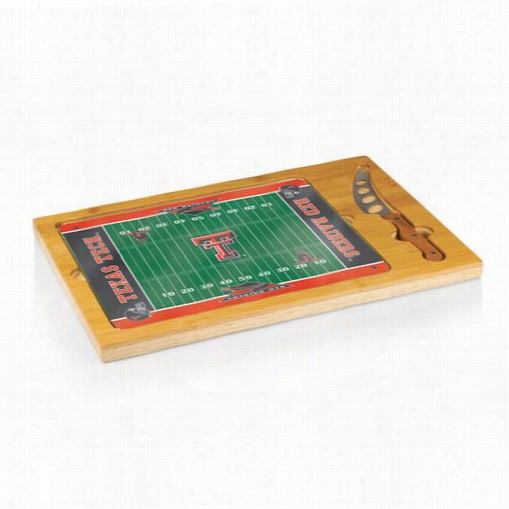 Picnic Time 910-00-505-574-0 Icon Texas Tech Red Raider Digital Print Football Cutting Chheese Trya In Natural Wood