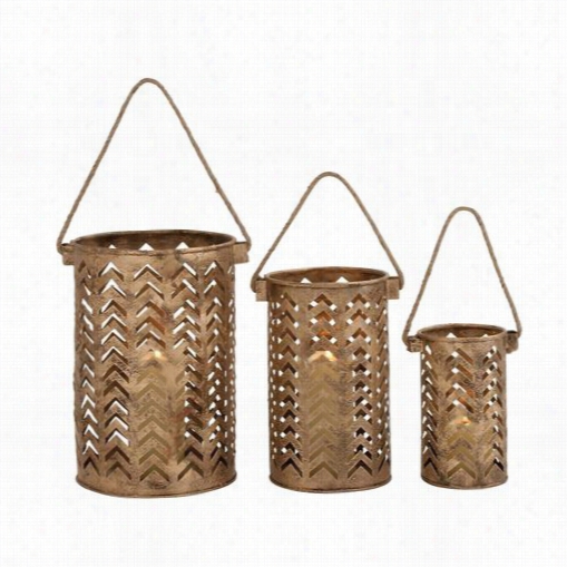 Woodlandi Mports 26844 Exclusive Unique Metal Lantern - Set Of 3