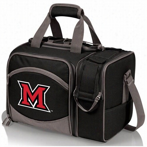 Picnic Time 508-23-175-33-0 Malibu Miami University (ohio) Redhawks Igdital Print Tote In Black