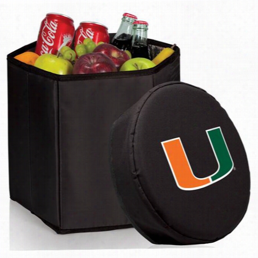 Picnic Time 596-00-179-324-0 University Of  Miami Hurric Anes Digital Print Bongo Cooler And Seat In Black