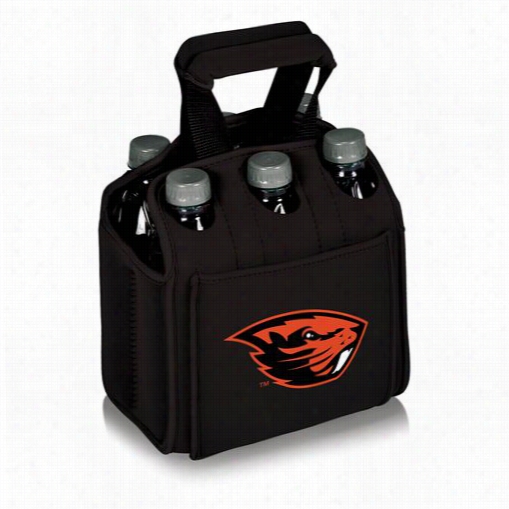 Picnic Time 608-0-179-484-0 Oregon State Beav Esr Digital Print Six Pack Cooler Tote In Black