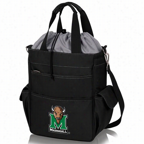 Picnic Time 614-00-175-894-0 Activo Marshall University Thundering Herd Digital Print Waterproof Tote In Bl Ack