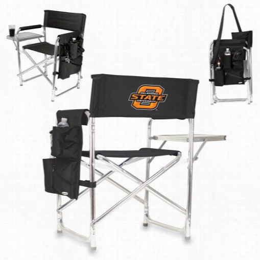 Picnic Time 809-00-179-464-0 Oklahoma State Cowboys Digital Print Sports Chair In Black