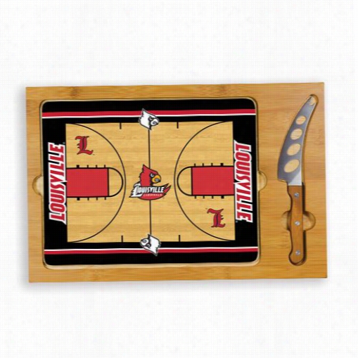 Picnic Time 910-00-505-305-0 Icon University Of Louisville Cardinals Digital Print Basketball Cutti Ng Cheese Tray In Natural Woo