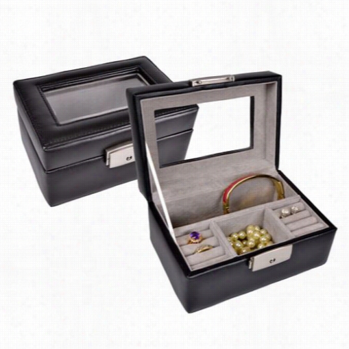 Royce Leather 964-black-6 Genuine Leather Guard Box Jewelry Storage Case