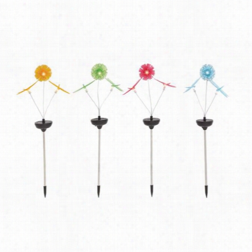 Woodland Imports 20879 The Cyte Metal Solar Garden Stake - Assorted Of 4