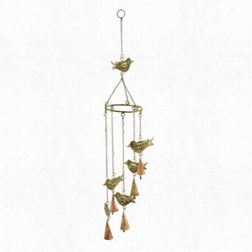 Woodland Imports 26787 Elegant Bird Wind Chime With 5 Hanging Bells