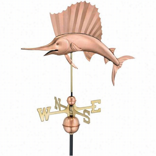 Good Directions 517p Sailfish Weathervane In Polished Copper