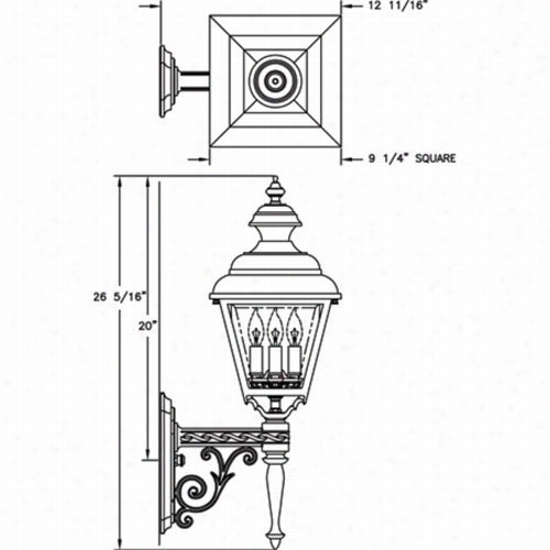 Hanoover Lantern B9575 Medium Plymouth 25w Per Socket 3 Light Outdoor Wall Light