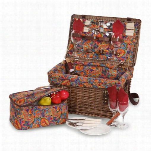 Picnic Plus Psb-466 Glenloch Picnic Basket F Or 4 Person In Brown Willow