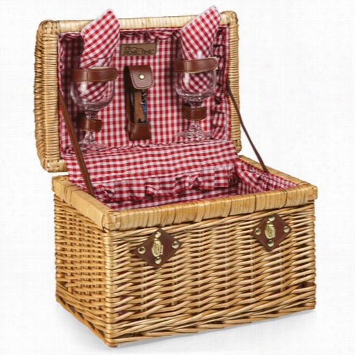 Picnic Tije 215-32-300-000-0 Chardonnay Wine Basket In Red Check