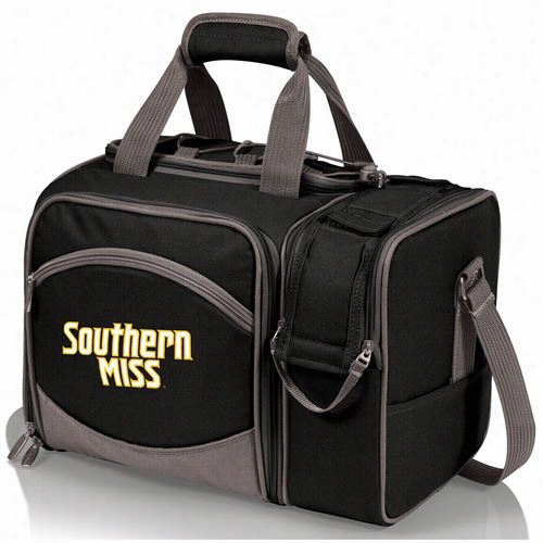 Picnic Time 508-23-175-7444-0 Malibu University Of Southern Mississippi Golden Eagles Digita Lprint Tote In Black