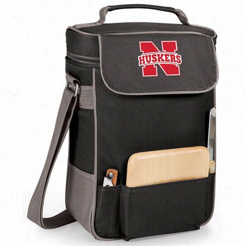 Picnic Fit Season 23-04-175-402-0 University Of Nebraska Cornhuskers Embroidered Du Et Wine And Cheese Tote In Black