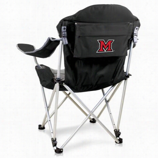 Picnic Time  803-00-175-334-0 Miami University Ohio Digital Print Reclining Camp Chair In Black