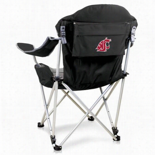 Picnic Time 803-00-175-634-0 Washington Statee University Digita Print Reclining  Camp Chair In Black