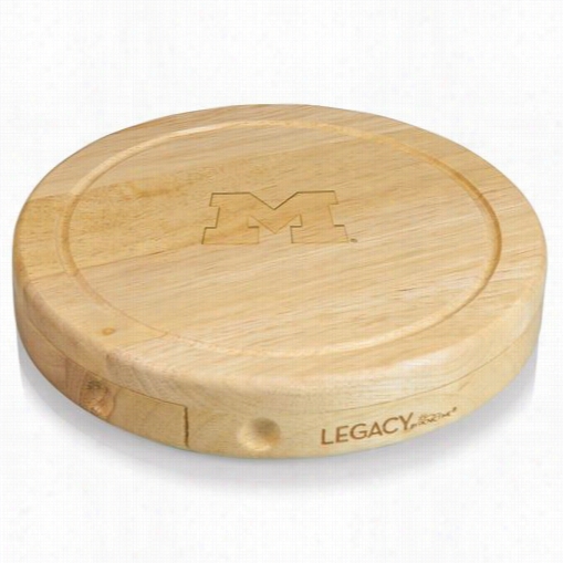 Picnic Time 878-00-505-343-0 Brie Cutting Board In Natural Wood With University Of Michigan Wolverines Engraved