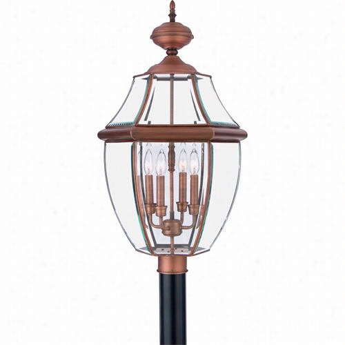 Quoizel Ny0945ac Newbry 4 Light Outdooor Post Liyht In Aged Copper