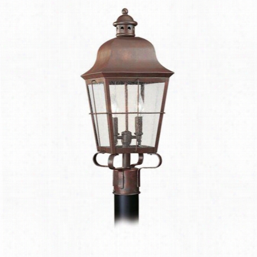 Sea Gull Light Ing 8262-44 Colonial Styling 2 Light Outdoor Post Lantern Weahered Copper