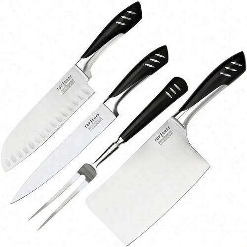 Top Chef 80-tc1-set Sankou Knfie, Chopper Cleaver And Steel Carving Set