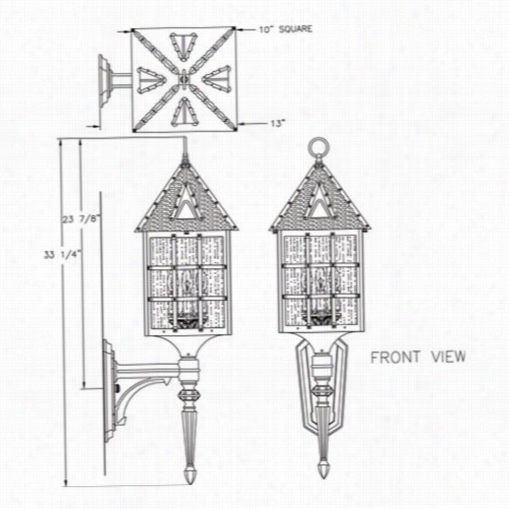 Hanover Lantern B8115 Largge Abington 25w Per Ocket 3 Light Outdoor Wall Light