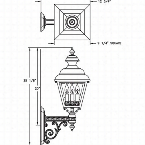 Hanover  Lantern B9570 Medium Plymouth 25w Per Socket 3 Light Exterior Wall Light