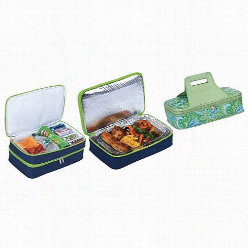 Picnic Plus Psm-721gp Enterta Iner Hot And Cold Food Carrier In Green Paisley