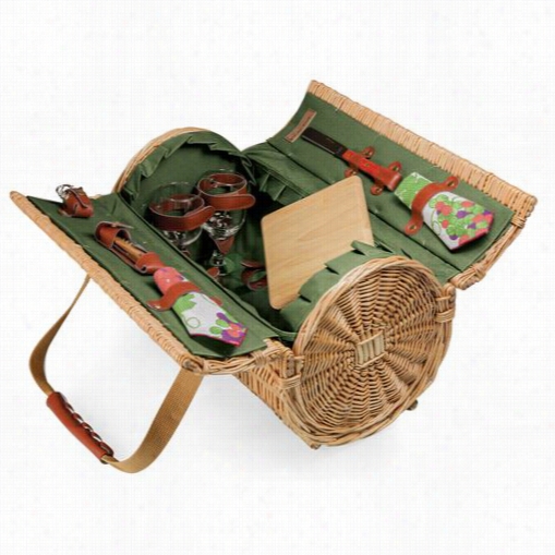 Picnic Time 224-82-515-000-0 Verona Picnic Basket In Pine Green With Nouvau Grape