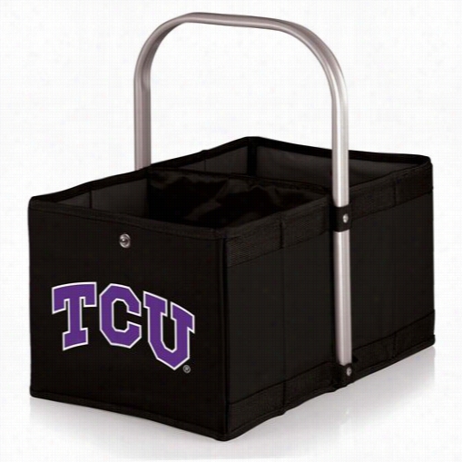 Picnic Time 546-00-179-844-0 Urban Texas Christian Uiversity Horned Frog Dibital Print Basket In Black