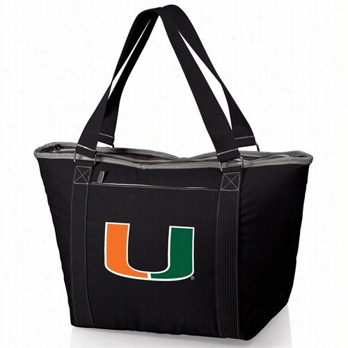 Picnic Time 619-00-175-324-0 Topanga U Of  Miami Huericanes Digtal Print Cooler Tote In Black