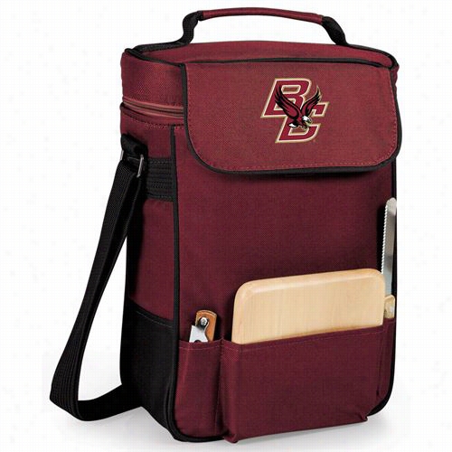 Picnic Time 623-04-118-054-0 Boston College Eagles Digital Print Duet Wine And Cheese Tote In Burgundy