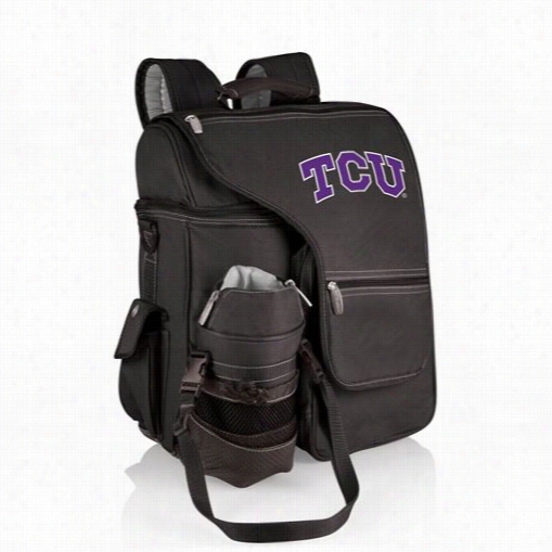 Picnic Time 641-00=175-844-0 Turismo Tcu Horned Frogs Digital Print Backpack In Black