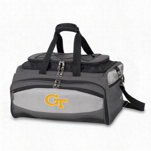 Picnic Time 750-00-175-194-0 Buccaneer Geoorgia Tech Yellow Jackets Digittal Print Cooler And Barbecue   Set In Black