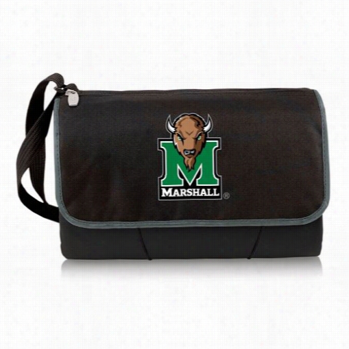 Picnic  Time 820-00-175-894-0 Marshall Universiy Thundering Herd Digital Print Blanket Carry In Black