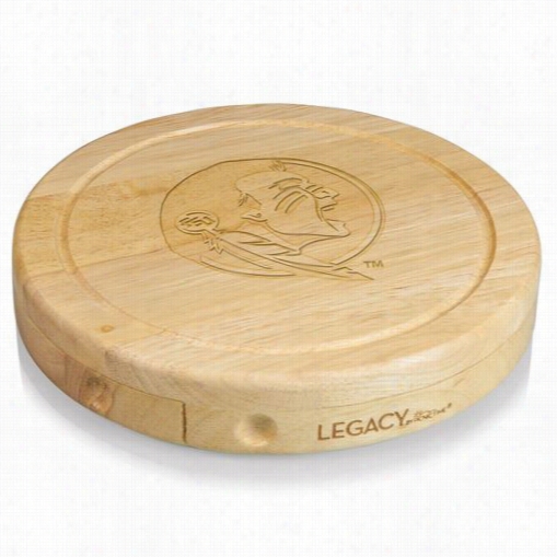 Picnic Time 878-00-505-173-0 Brie Cutting Board In Natural Wood With Florida State Seinmoles Engraved