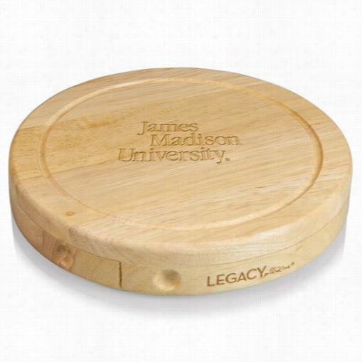 Picnic Time 878-00-5005-813-0 Brie Cutting Conclave In Natural Wood With James Madison University Dukse Engraved