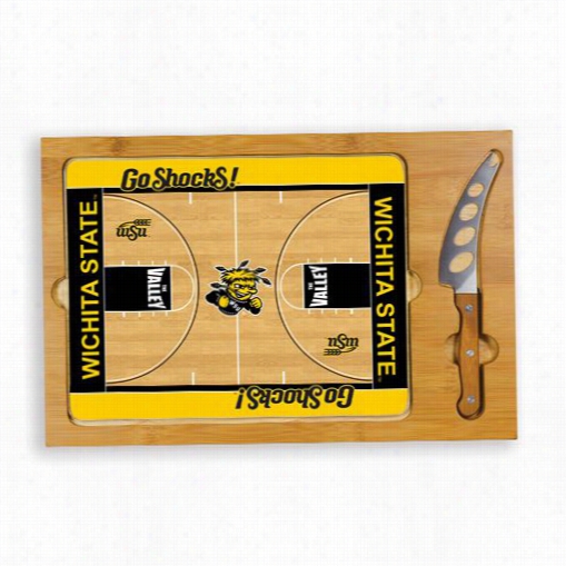 Picnic T Ime  910-00-505-015-1 Icon Wichita State University Shockers Digital  Print Basketball Cutting Cheese Tray In Natural Wood