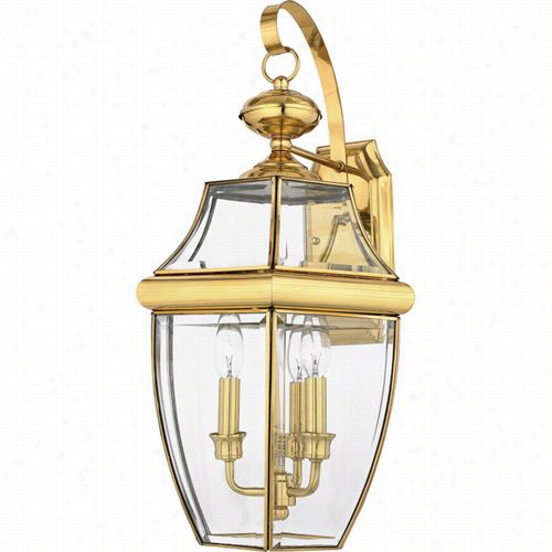 Quoizel Ny7318b Newbury  3 Light Outdoor Wall Sconce In Polished  Brass