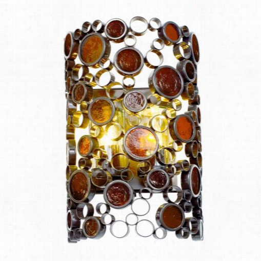 Varaluz 7 65km02 Fascination  2light Medium Outdoor Wall Sconce In Glossy Bronze Wwith Amber Bottle Glass