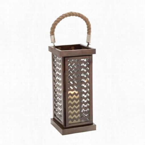 Woodland Imports 27513 Well Desinged Attractive Metal Glass Lantern