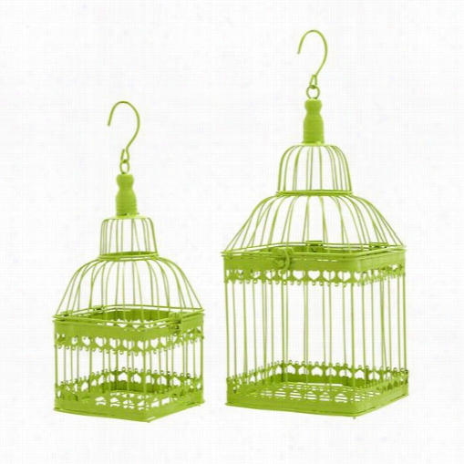 Woodlnad Imports 66564 Bird Cage Wwith Unique And Ssolid Design - Set Of2